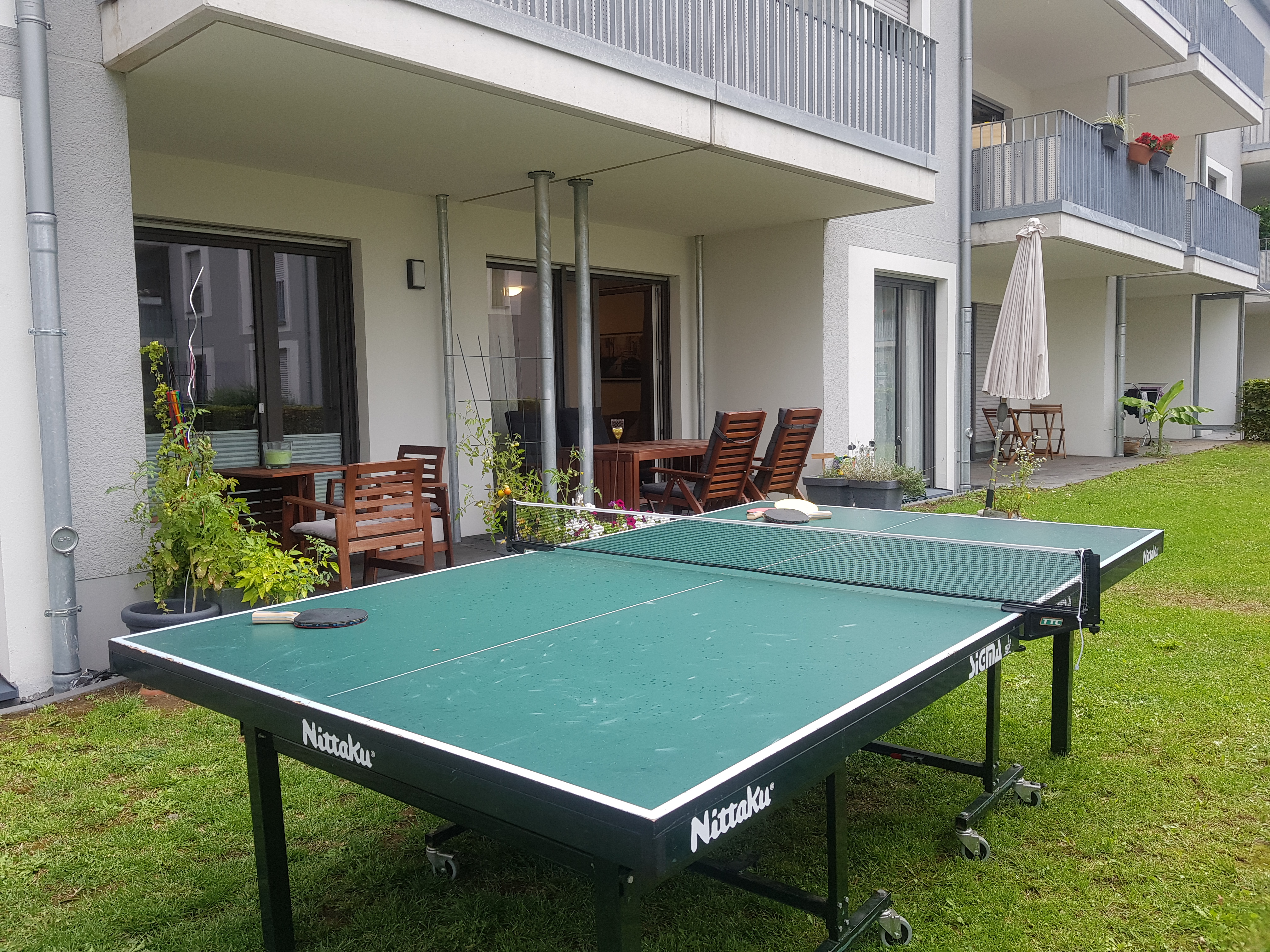 Tischtennisplatte im Garten 